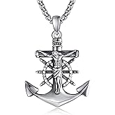 F4DEDAN 925 Sterling Silver Anchor Necklace for Men and Women Anchor Jewelry Gift