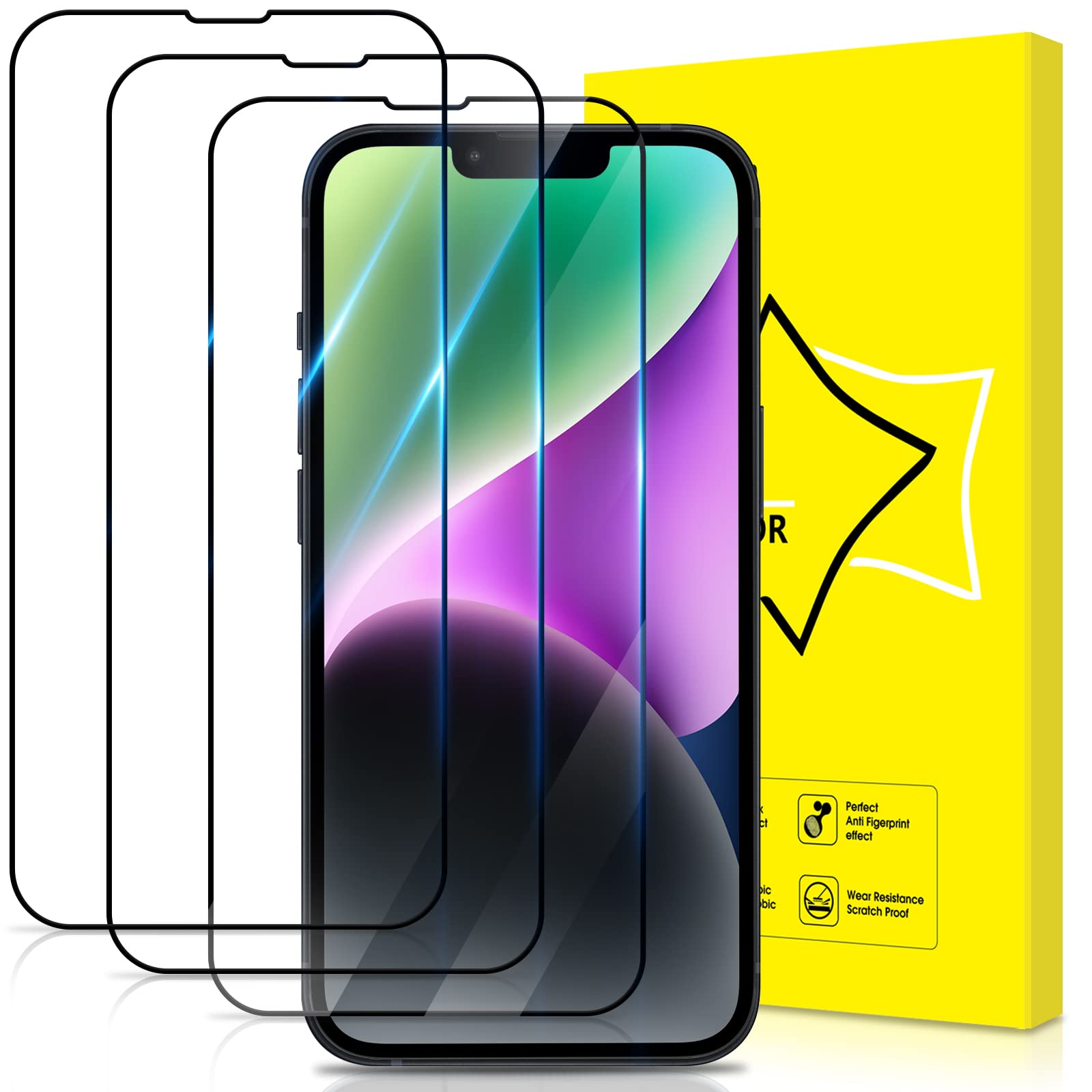 GiiYoon-3 PACK Screen Protector for iPhone 13 Pro Max Tempered Glass [HD Full Coverage] [Easy Installation] [Round Edge] [Scratch Resistant] [9H Hardness] Screen Cover Film