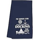 Gleegreets Boat Towels Gifts for Women Men, Boat Accessories Towels for Kitchen Bathroom Decor (16x24 inches)