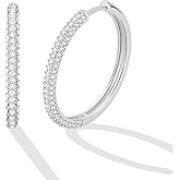 Gold Hoop Earrings for Women,Hypoallergenic Lightweight Cubic Zirconia Hoop Earrings 26mm Sparkly Sterling Silver Gold Earring for Women