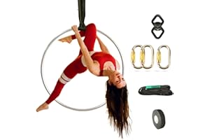 runner deer Complete Lyra Aerial Hoop Kit -Aerial Rings Equipment,Include a Stainless Steel Lyra (32mm Tube Dia) &Carabiners&Swivel& 3ft Spanset