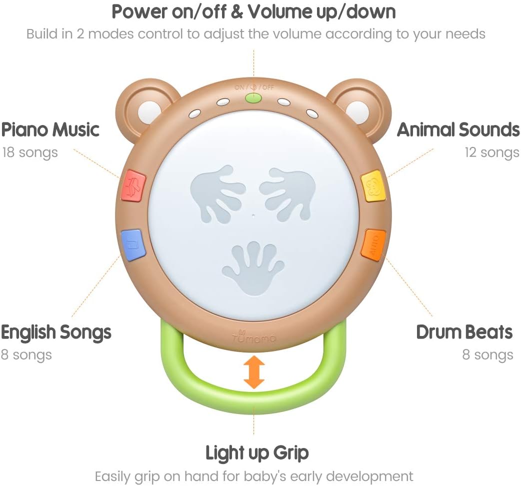 tumama Baby Musical Toys,3-in-1 Baby Musical Drum Instruments Sensory Toy with Light and Sounds,Activity Music Cube Toys for Kids,Baby Early Learning Sound Toys Gift for Toddler Infant - Image 3
