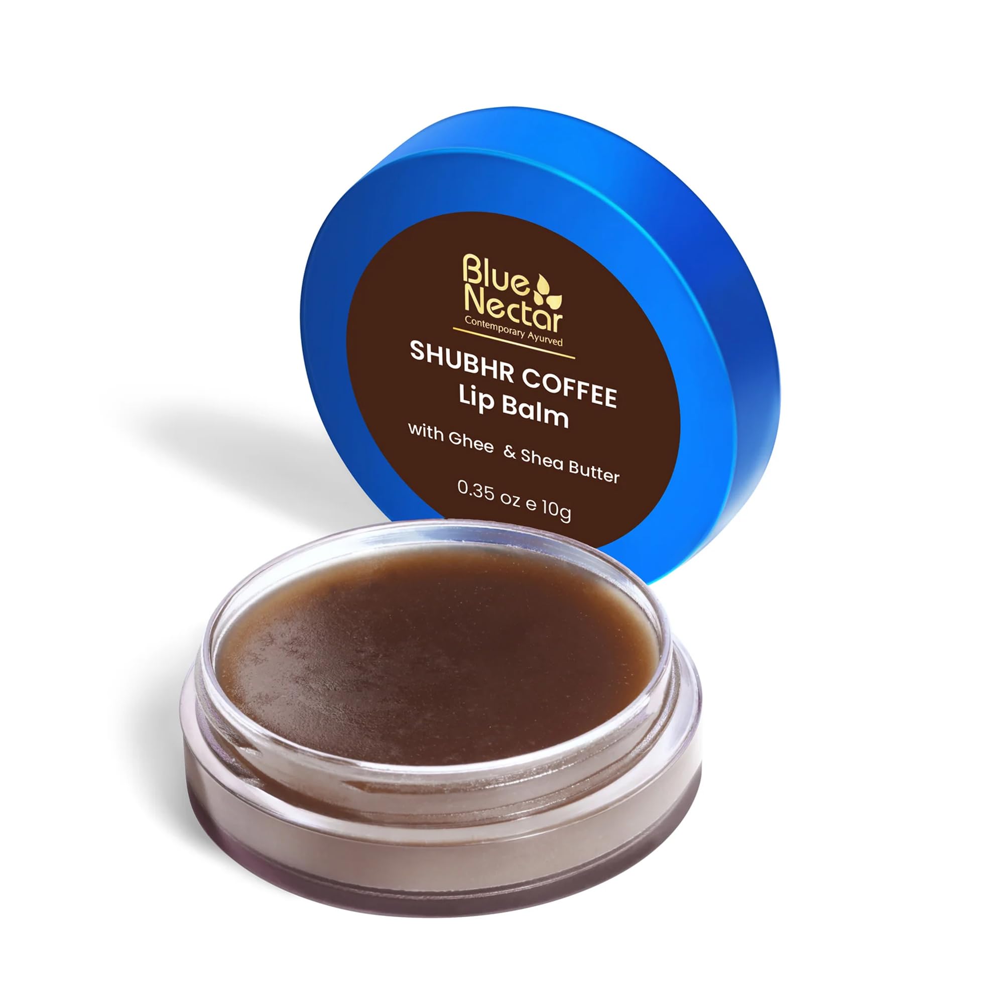 Blue Nectar Shubhr Coffee Lip Balm with Ghee for dryness and lips brightening |100% Ayurvedic|Paraben & Sulphate Free| (10g, 10 Herbs)