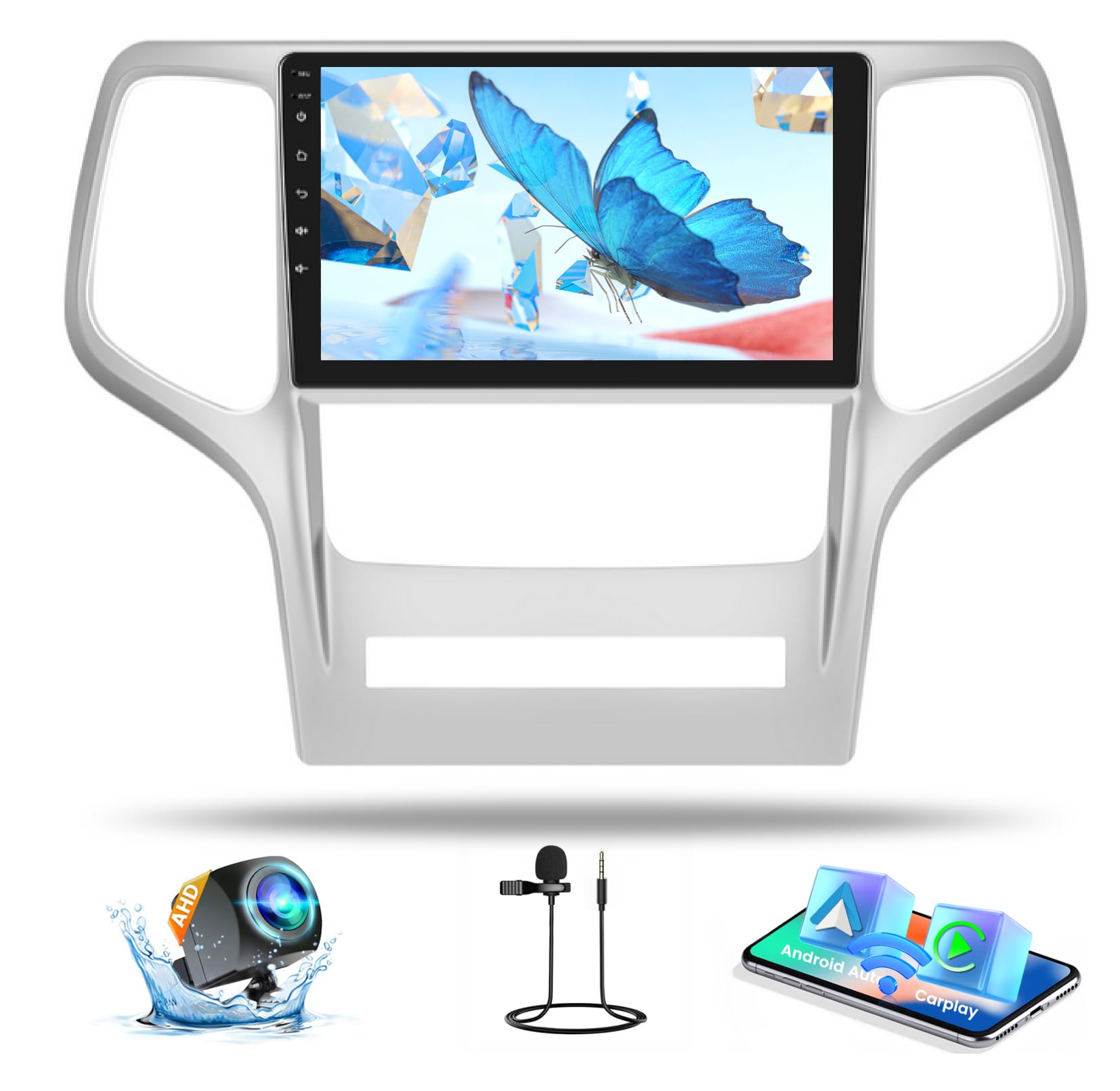 Photo 1 of [4+64G 8Core] Car Radio for Jeep Grand Cherokee 2010 2011 2012 2013, Android 9 Inch Touch Screen for Grand Cherokee Stereo Kit with CarPlay Android Auto, 5G WiFi, GPS Navigation, Bluetooth 5.0