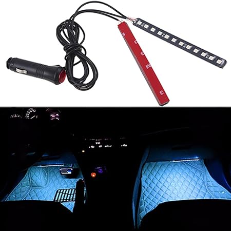 Amazon Possbay 12ledテープライト Ledライトバー 単色 フットライト イルミネーション 車内装飾 カーデコレーション 足下照明 フットライト シガーソケット付き 2本セット アイスブルー Ledテープ 車 バイク