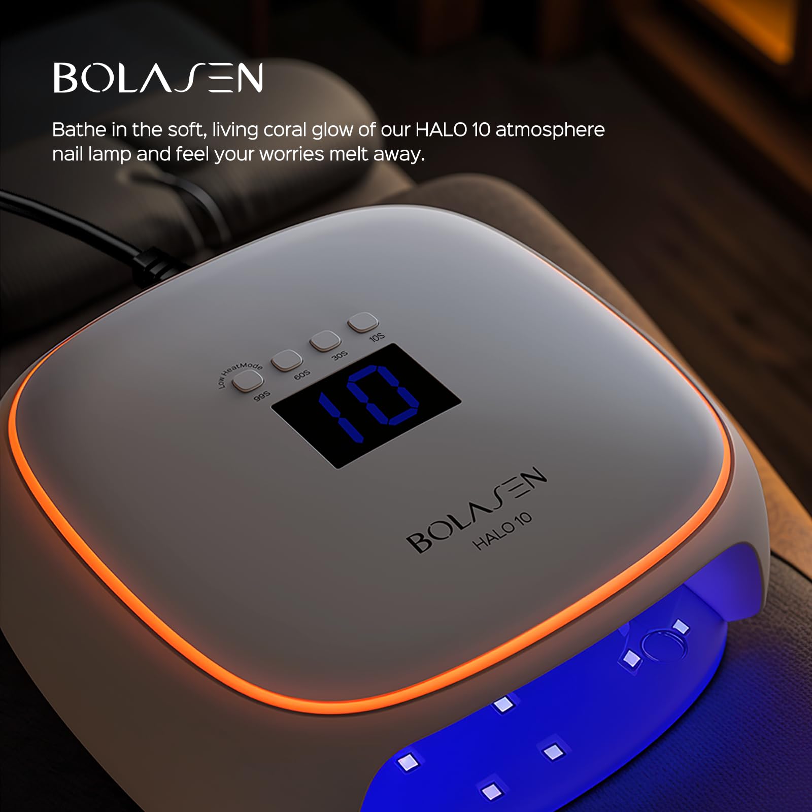 BOLASEN UV LED Nail Lamp, 60W UV Light for Gel Nails with Ceramic Technology, Professional Nail Dryer for Gel Nail Polish, Quick Dry Curing Lamp with Metal Base & Atmosphere Light, Halo 10 - Image 9