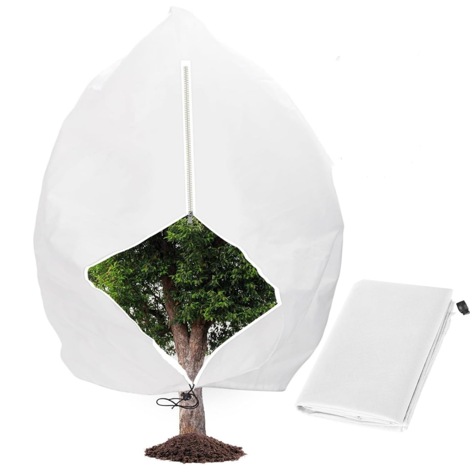 MUYYIKA 155CMX230CM Plant Fleece Frost Protection Non-Woven Garden Fleece Frost Protection with Drawstring and Zipper Plant Covers for Winter Garden Winter Protection Fleece for Plants -1PCS