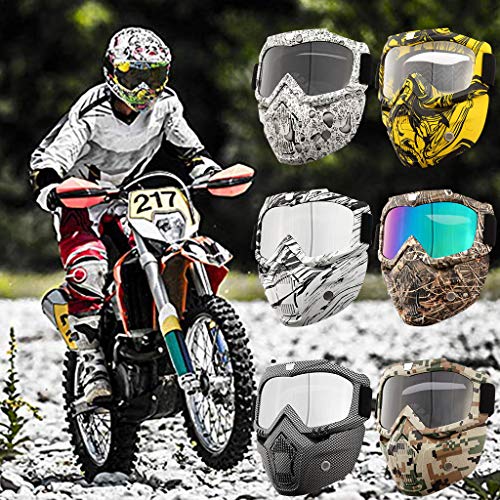 Professional Elite Motorcycle Helmet Goggles, Detachable Dust Mask, Fog-proof Warm Goggles Mouth Filter Adjustable Non-slip Strap Classic Face Mask for KTM Snowmobiling Motocross Dirt Bike (Coffee) - Thumbnail 4