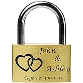 FANSTIK Custom Engraved Padlock (Made in USA) Anniversary, Love Lock for Bridge, Wedding, Personalized Engraved Padlock for You Love L(40mm,1.57In) x H(25mm,0.98In) (Twin Heart)