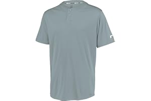 Russell Athletic Men's 2-Button Baseball Jersey-Short Sleeve Moisture-Wicking Dri-Power Performance Shirt
