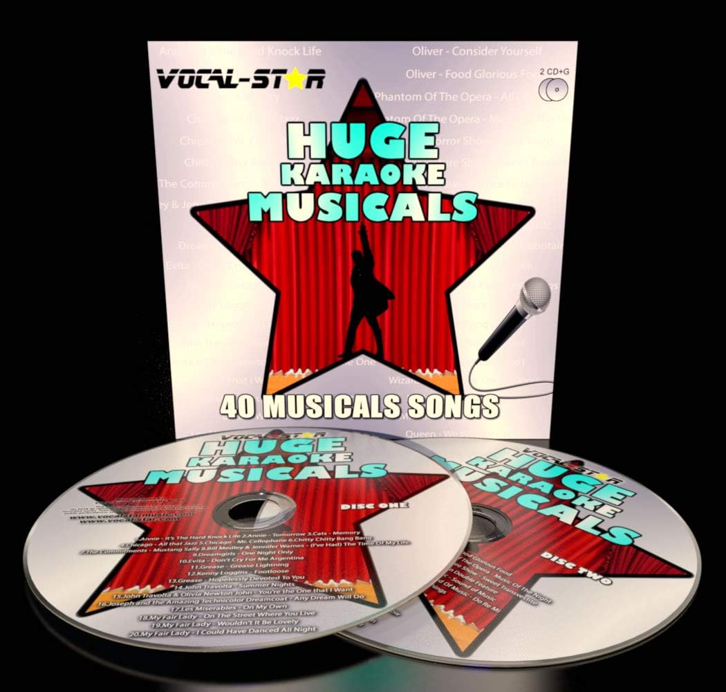 Karaoke CD Disc Set With Words Huge Musicals Hits 40 Songs 2 CDG