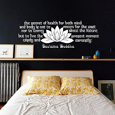 Wandtattoo Zitat Buddha Yoga Lotus Feder Sprüche Wandaufkleber