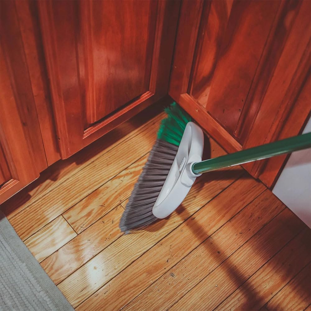 Libman Precision Angle Broom with Dustpan Combo Set for Sweeping Indoor and Outdoor Floors, Pet, Dog Hair Broom, 49” Long Handle, 11