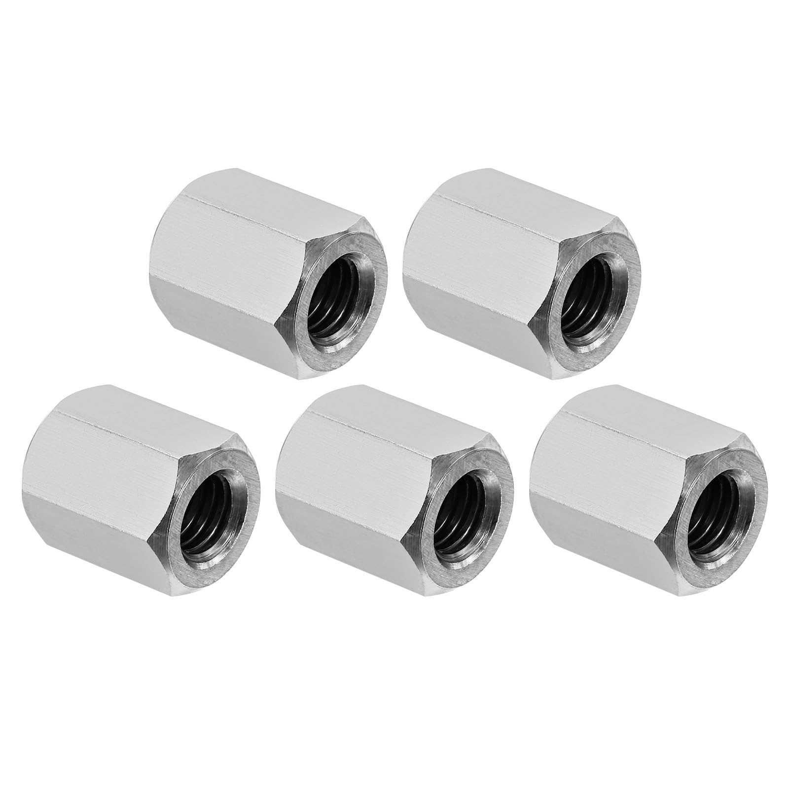 PATIKIL 3/8"-16 UNC 304 Stainless Steel Hex Coupling Nuts, 5Pcs 1" Length Fully Threaded Rod Coarse Coupling Nut Studding Connector Fasteners, Silver Tone