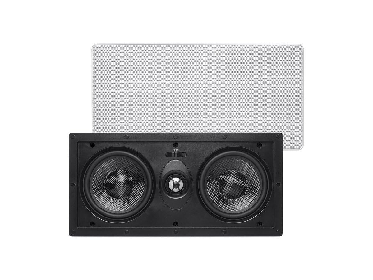 Monoprice 2-Way Carbon Fiber In-Wall Center Channel Speaker - Dual 5.25 Inch (Single) Easy Install For Home Theater - Alpha Series,Off-White