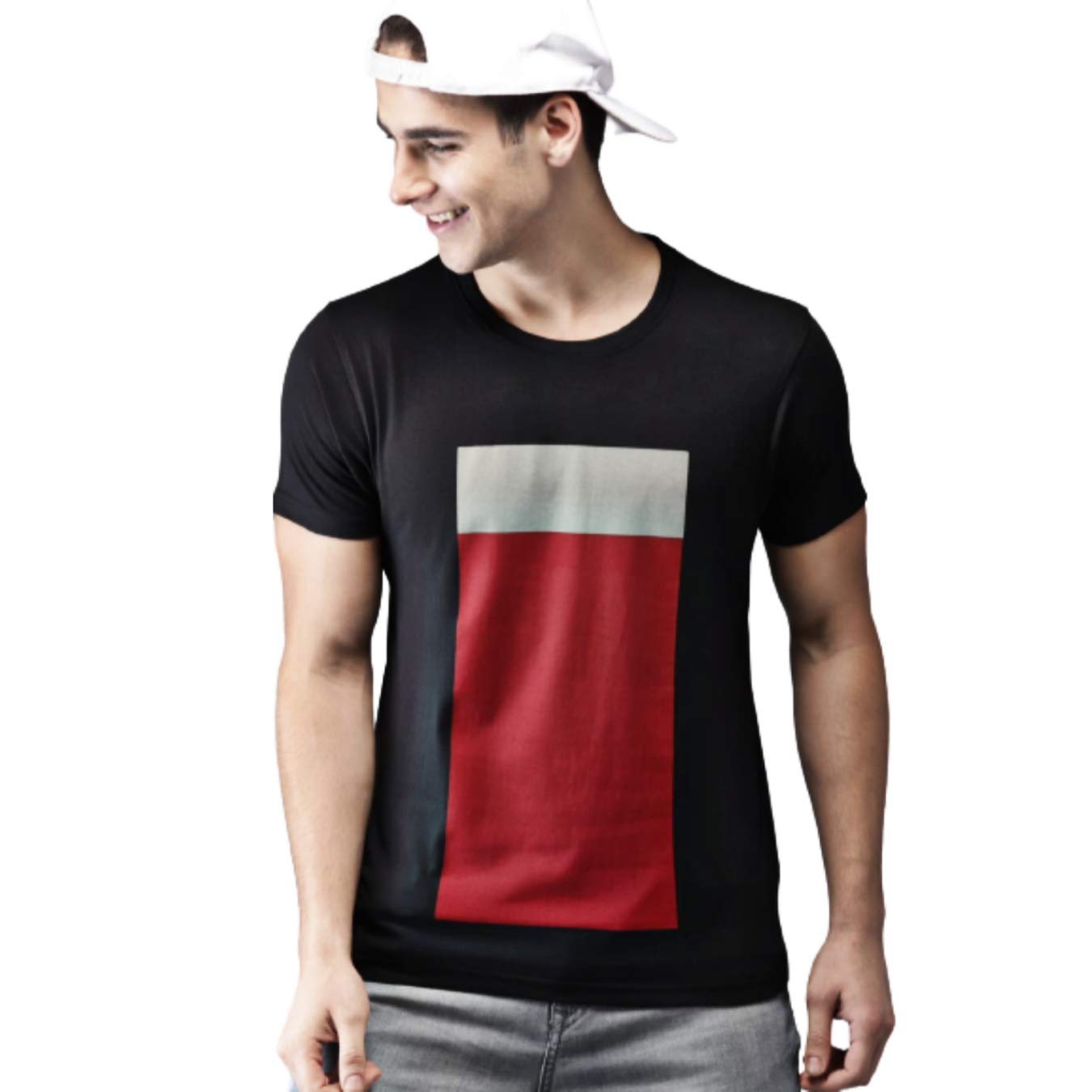 Men TShirts REDBLACK Men Printed TShirtMedium Amazon.in Clothing