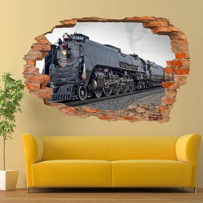 Pegatinas de pared PEGATINAS DE PARED DE TREN LOCOMATIVO VINTAGE 3D ART