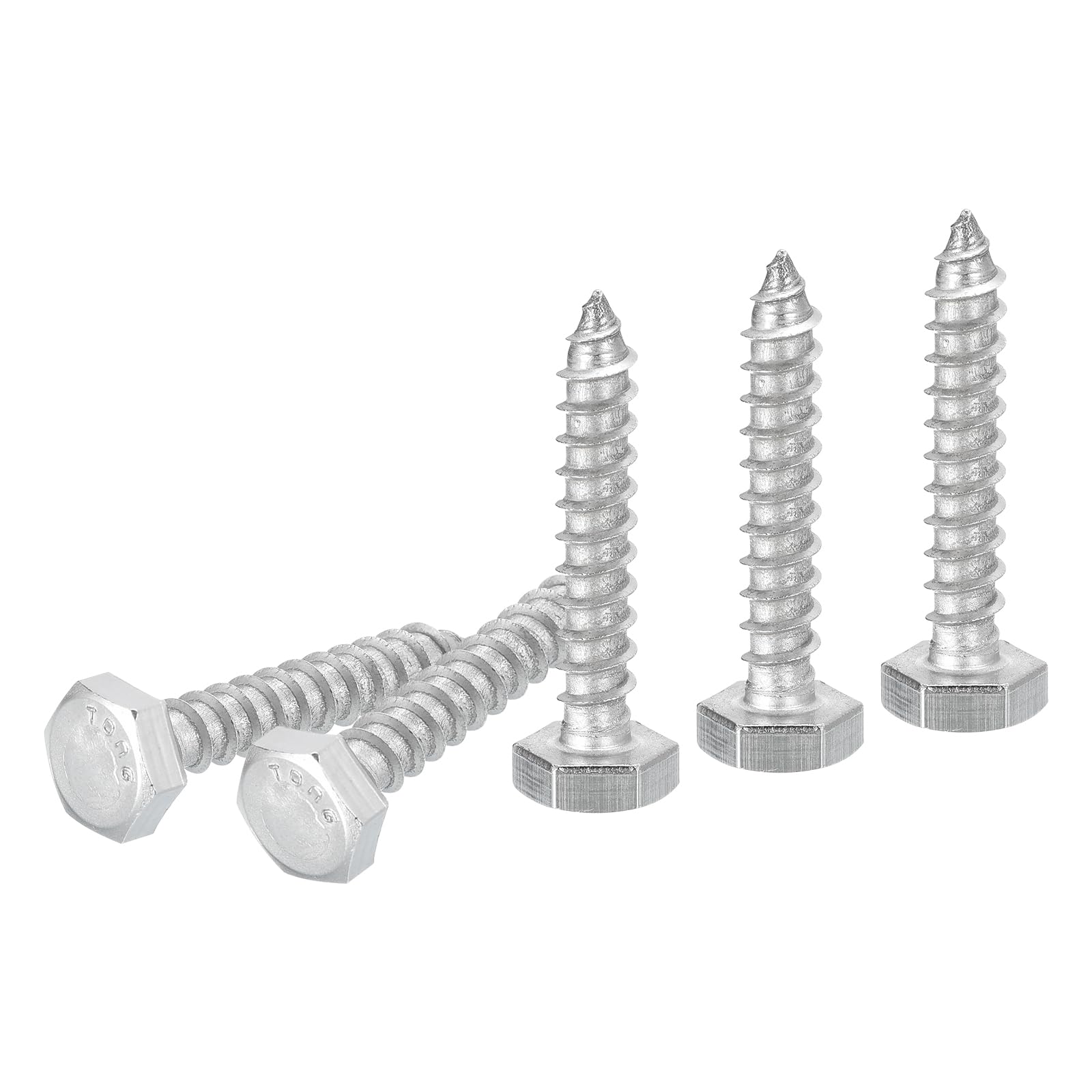 DTGN 1/4" x 1-1/2" Hex Lag Bolts - 20 Pack - for Woodworking, Furniture - 304 Stainless Steel Full Thread Hexagon Head Lag Screws for Wood - Silver