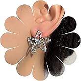 Erimberate Bohemian Crystal Star Earrings Silver Cz Paved Star Earrings Minimalist Hollow Sea Star Stud Earrings Small Rhinestone Star Earrings Jewelry for Women