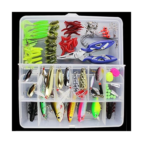 OriGlam-101PCS-Fishing-Lure-Set-Kit-Fishing-Tackle-LotsPortable-Fun-Fishing-Baits-Kit-Set-for-Saltwater-and-Freshwater-With-Tackle-Box