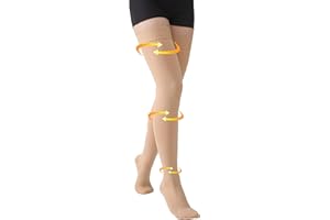 MGANG Medical 20-30 mmHg Compression Stockings for Women & Men, Pair, Thigh High Graduated Compression Socks, Closed Toe, Opaque, Support for Varicose Veins, Edema, DVT, Swelling, Flight, Beige M