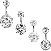 JFORYOU 1/4 Inch Short Belly Button Rings 14G 6mm Stainless Steel Short Belly Navel Button Rings for Women Men