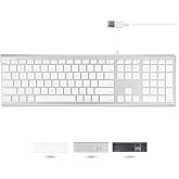 Macally Ultra Slim USB Wired Computer Keyboard - Compatible Apple Keyboard or Windows - Full Size with 20 Mac Keyboard Keys -with Numeric Keypad - Silver Aluminum Finish