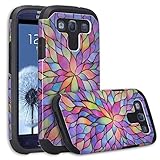 Galaxy S3 Case - Wydan Slim Hybrid Shock Resistant Absorbant Tough Hard Phone Case Shock Resistant Cover - Rainbow Flower for Samsung Galaxy S3 SIII