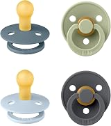 BIBS Colour 4-Pack Dummies Pacifier Size 1 Denmark BPA Free Baby Blue