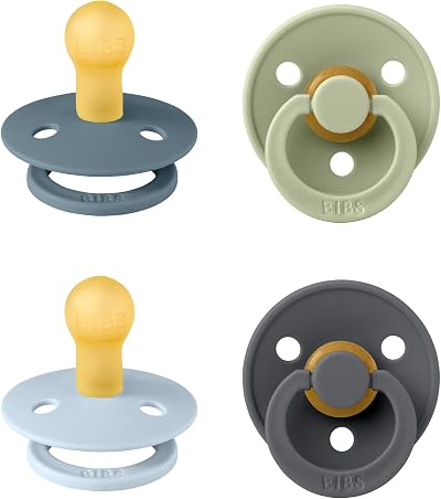 BIBS Colour 4-Pack Dummies Pacifier Size 1 Denmark BPA Free Baby Blue