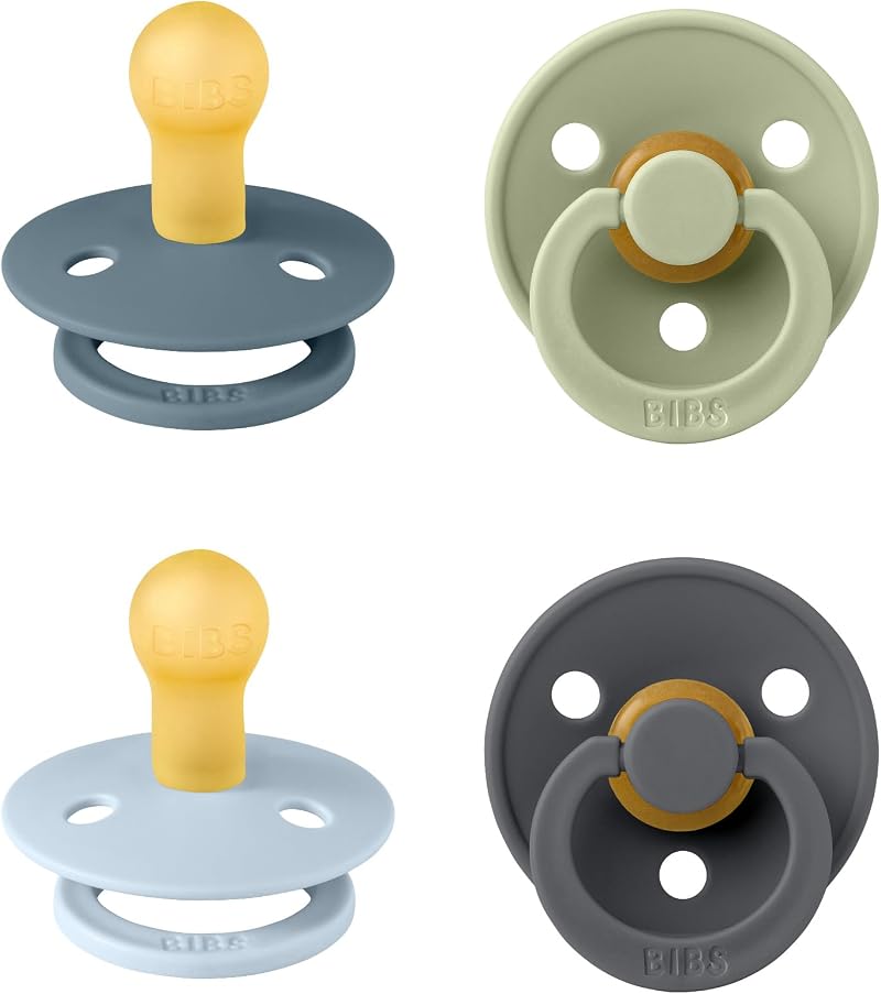 BIBS Colour 4-Pack Dummies Pacifier Size 1 Denmark BPA Free Baby Blue