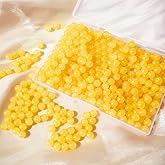 Jabrand Yellow Glass Beads Bulk, 8mm Glass Beads for Barcelet and Jewelry Making DIY Crafts (360pcs)