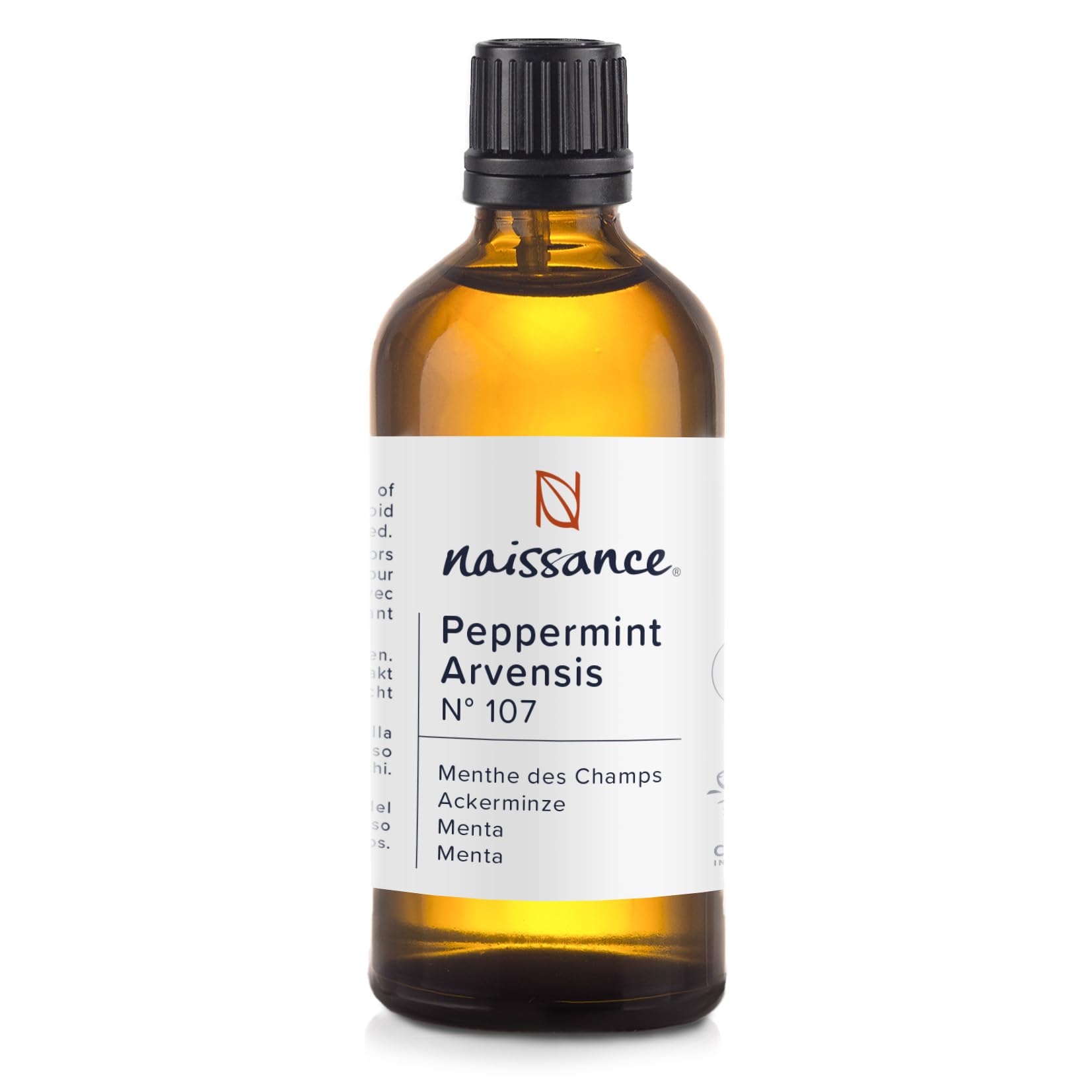 Naissance Peppermint (Arvensis) Essential Oil (No. 107) - 100ml - Pure, Natural, Cruelty Free, Vegan and Undiluted - Use in Aromatherapy, Humidifiers & Diffusers