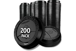 HOMELANCE Pack Of 200, Black Disposable Coffee Cup Lids, Coffee Lids 10 oz 12 oz 16 oz 20 oz, Leak-Proof Plastic Coffee Lid, Heat-Resistant & Strong Hot Cup Lids For Everyday Convenience