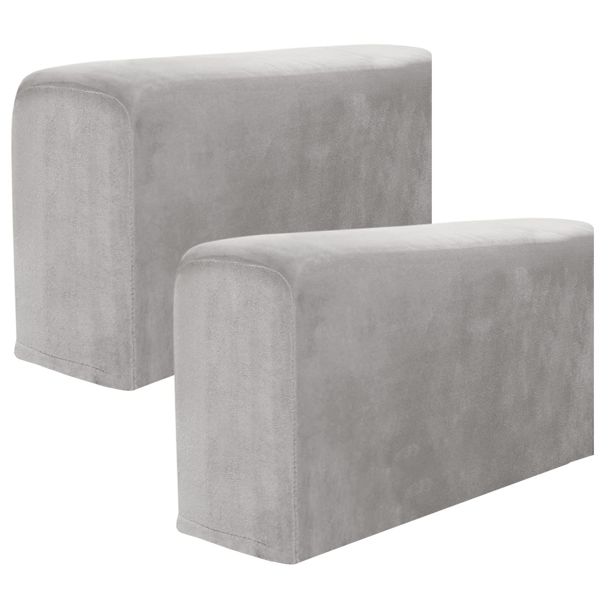 Jetcloud Armrest Chair Covers, Set of 2 Stretch Armchair Couch Armrest Chair Covers Anti-Slip Sofa Chair Velvet Arm Caps for Chair Furniture Protector Sofa Couches Recliner(Light grey)