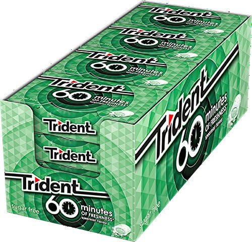 Trident Chicle Sin Azucar Hierbabuena 60 Minutes 20 gr. - [Pack de 16]: Amazon.es: Alimentación y bebidas