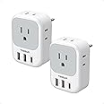TESSAN 2 Pack European Travel Plug Adapter, Europe Power Converter 4 Outlets 3 USB(1 USB C PD 20W), Type C International Adap