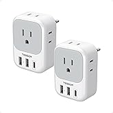 TESSAN European Travel Plug Adapter 2 Pack, Type C Plug | Not Voltage Converter, 4 Outlets 3 USB (1 USB C PD 20W), For Europe Italy Spain France Portugal Iceland Germany