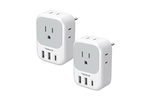 2 Pack European Travel Plug Adapter, TESSAN Europe Power Converter 4 Outlets 3 USB(1 USB C PD 20W), Type C International Adaptor to Italy Spain France Portugal Iceland Germany, EU Travel Essentials