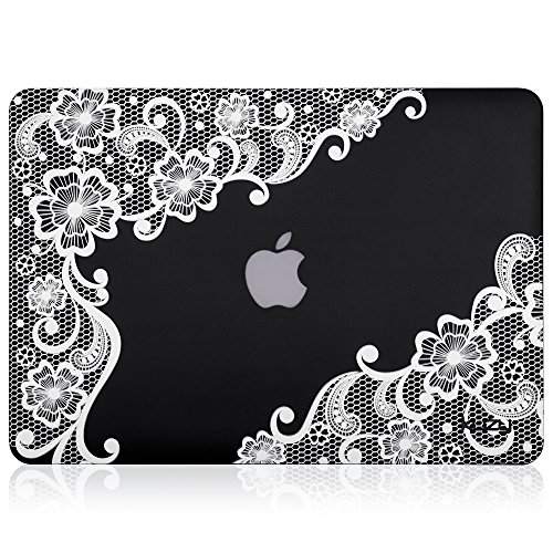 MacBook Air 13 inch Case A1466 A1369, Kuzy Rubberized Hard Cover (Older Version 2017, 2016) - LACE Black - Thumbnail 4