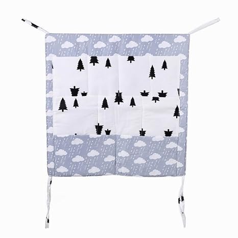 Grey: Scelet Baby Diaper Hanging Organizers Cotton Hanging Storage Bag for Bed Toy Bag