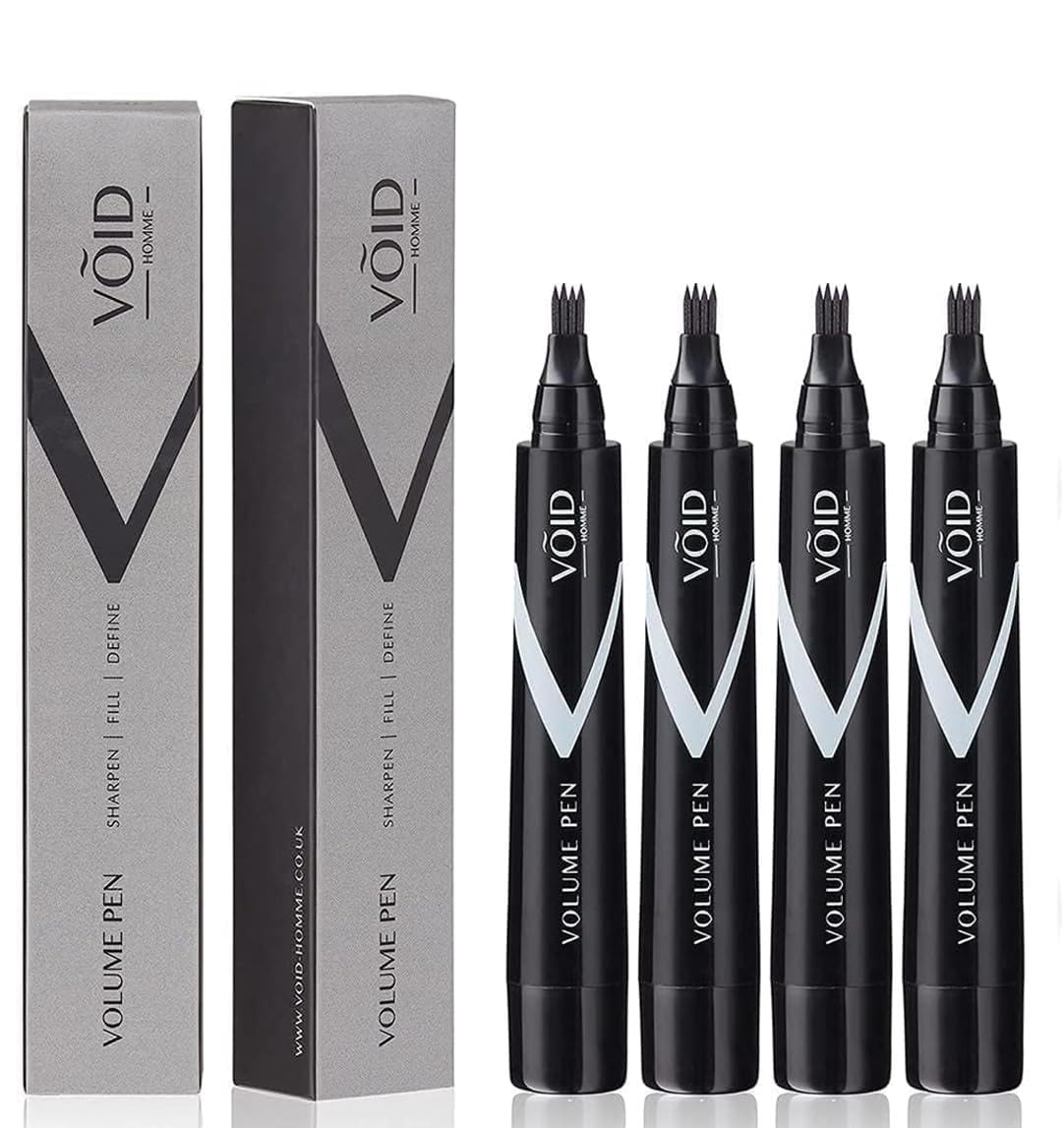 VOID Homme Beard Pen Filler for Men Instant Beard Pen & Filler Beard Pencil, Easy Beard Pen Liner, Beard Filler Pen & Beard Marker, Waterproof Pen (Light Brown, Pack of 4)