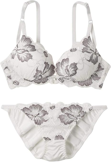Amazon Nissen ニッセン セット 谷間メイク バストアップ 大花ツートンレース ノンワイヤーブラジャー ショーツセット セット 通販