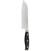 HENCKELS Forged Premio 7-inch Hollow Edge Santoku Knife, Black/Stainless Steel