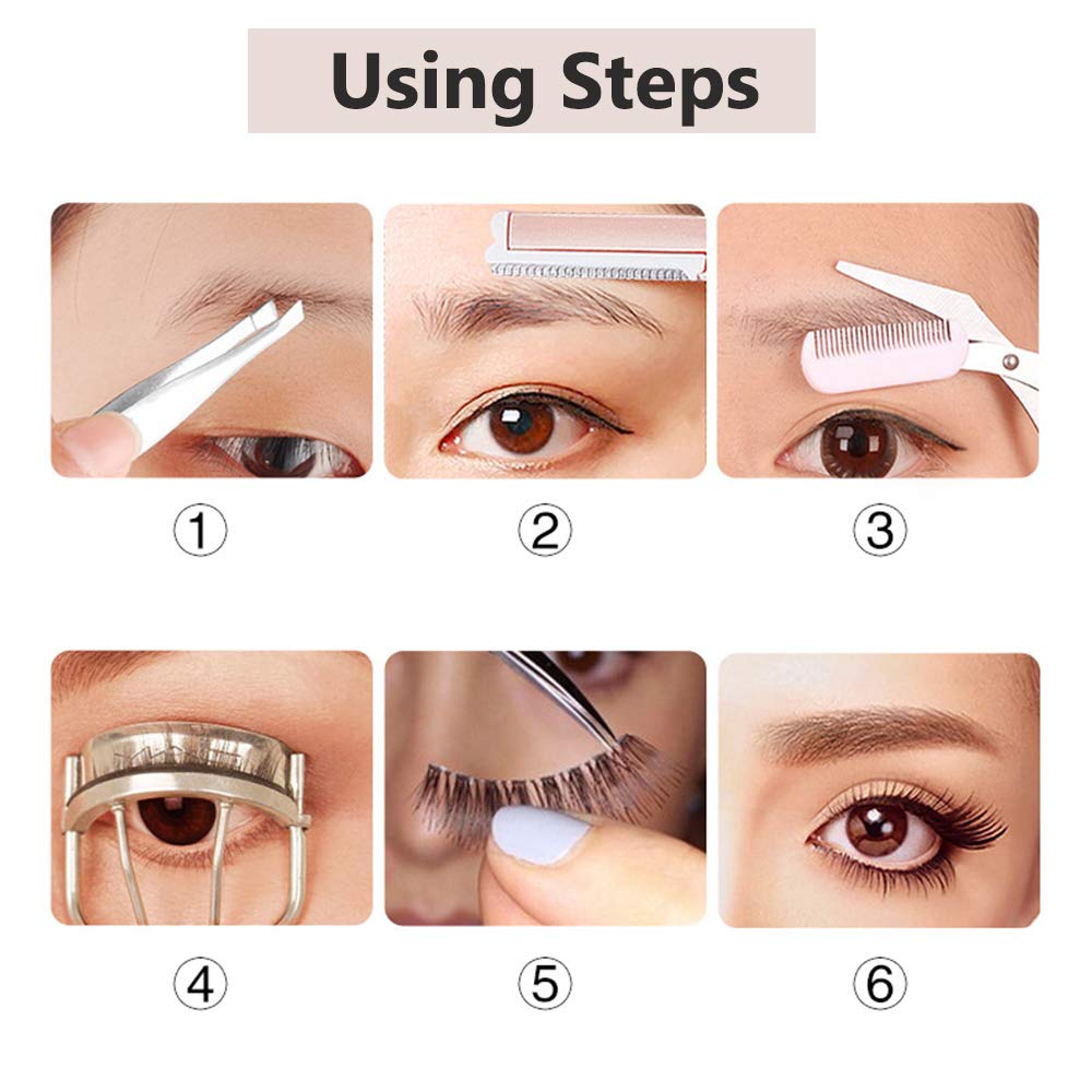 10 In 1 Eyebrow Scissors Grooming Suit Kits, Kalolary Eyebrow Scissors Trimmer Tweezers Eyelash Curler Mirror Acne Needle Extrusion Ring Ears Picker Nose Hair Trimmer Make Up Cosmetic Tool: Beauty