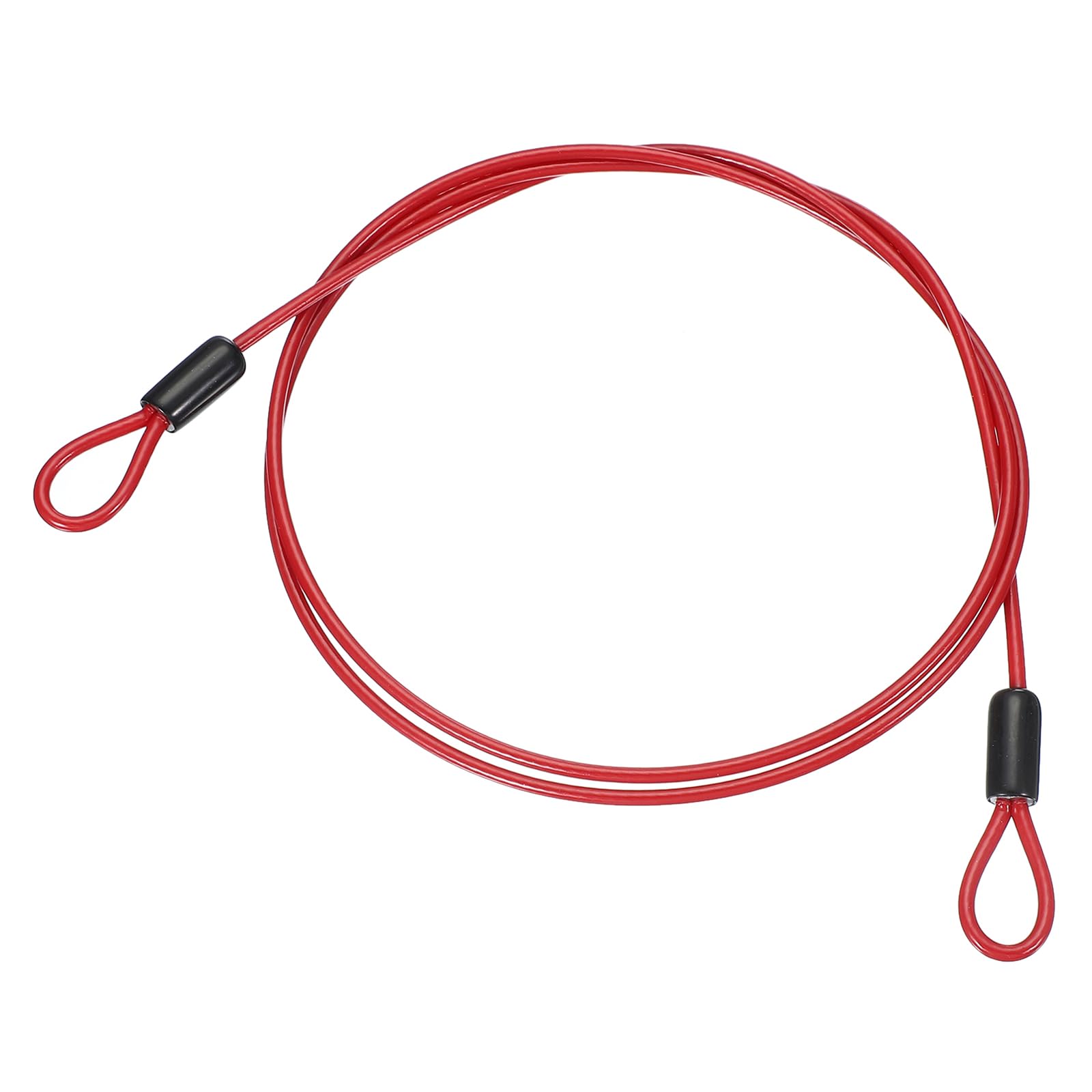 PATIKIL 1/8" Dia Vinyl Coated Stainless Steel Cable with Loops, 4ft (48") Flexible Wire Rope Security Chain Lanyard Lock for Outdoor Stage Lighting Luggage Lock, Red