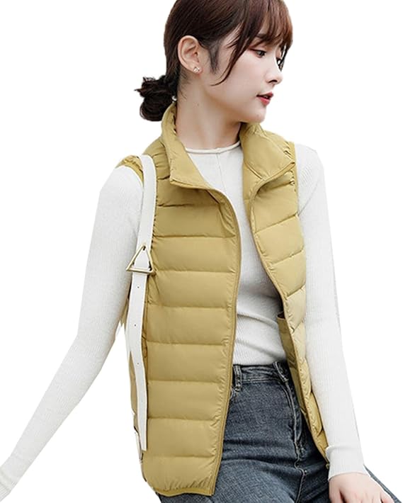 Amazon ダウンベスト レディース ダウンジャケット ショート丈 スリム 中綿コート ノースリーブ 綿入れ 防寒 軽量 アウター 中綿ベスト カジュアル アウトドア スポーツ ベスト 大きいサイズ スタンドカラー 通勤通学 ベスト 通販