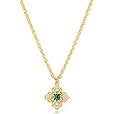 WEARON Gold Necklace for Women 14K Gold Plated Cubic Zirconia Dainty Trendy Pendant Necklace Handmade Jewelry Gifts for Women