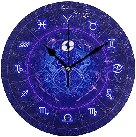 ALAZA Hipster Cancer Zodiac Round Acrylic Wall Clock, Silent Non Ticking Oil Painting Home Office School Decorative Clock Art