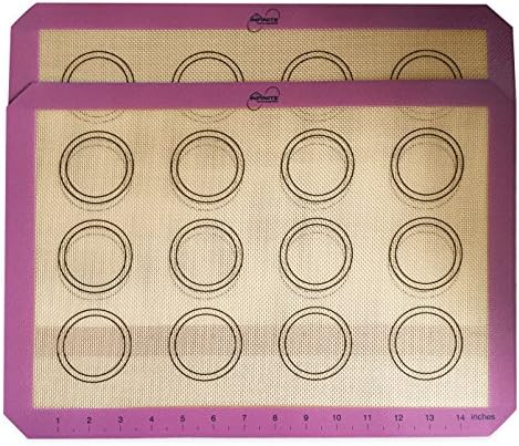 Infinite Home: Non Stick Silicone Mats -2 Pack Measurement Mat- Circles for Cookies or Macaroons -Fits Half Size Baking Pans- Baking Essentials